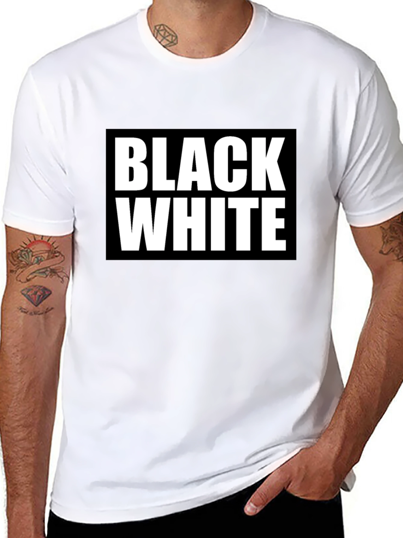 Black & White Graphic Tee - Bold Contrast Design
