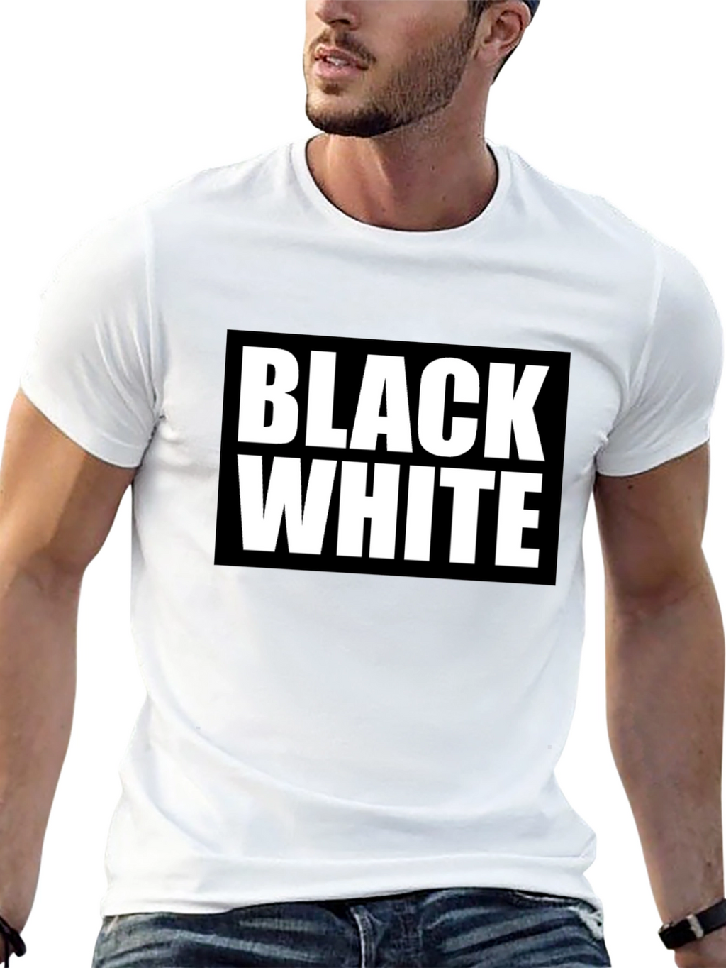 Black & White Graphic Tee - Bold Contrast Design