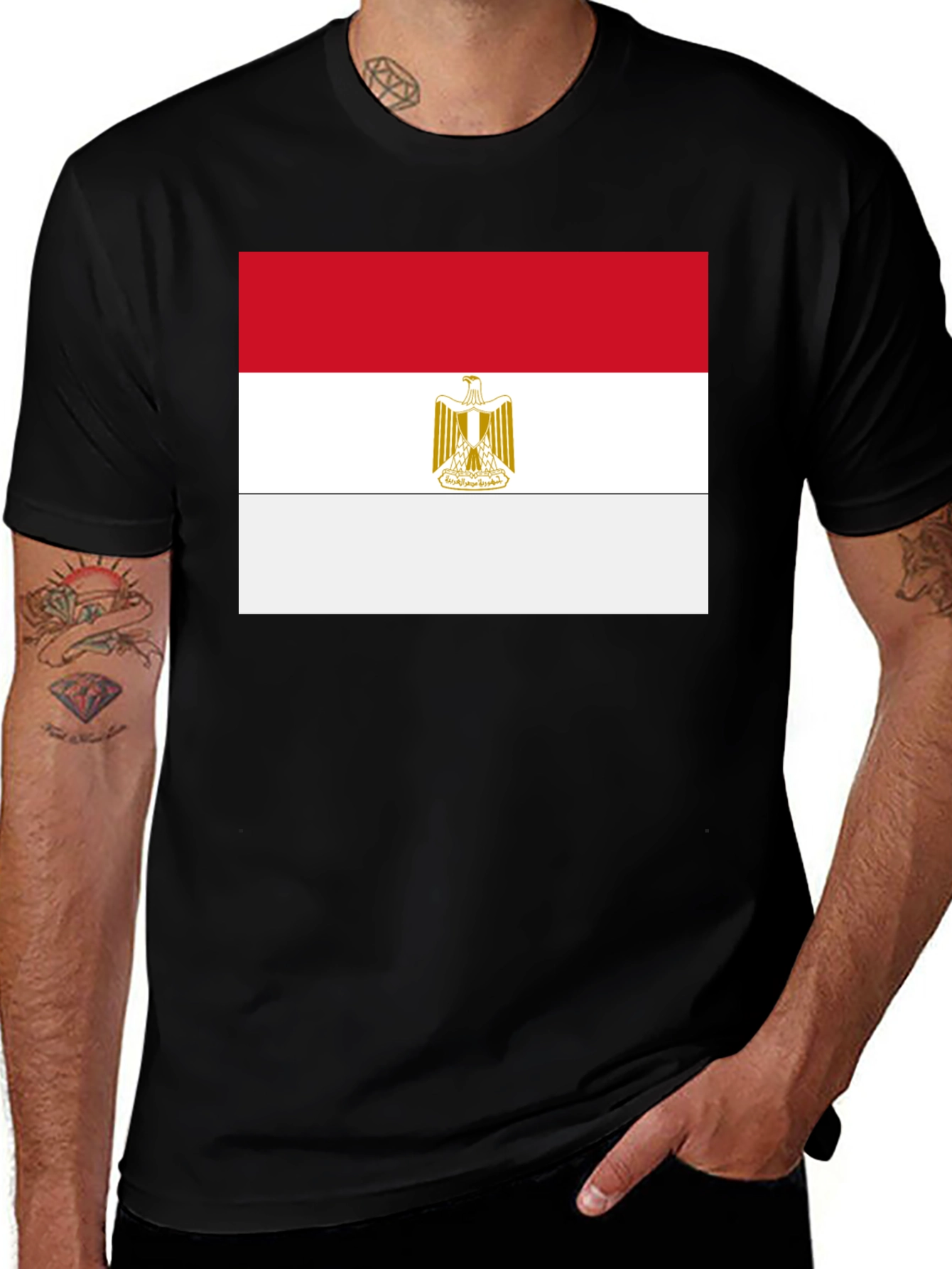Egypt Flag T-Shirt - Black Cotton Tee