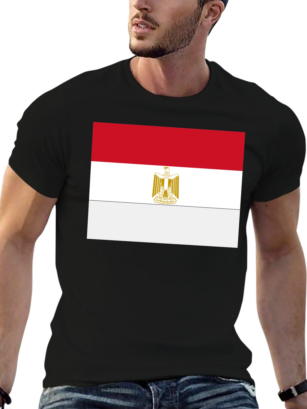Egypt Flag T-Shirt - Black Cotton Tee