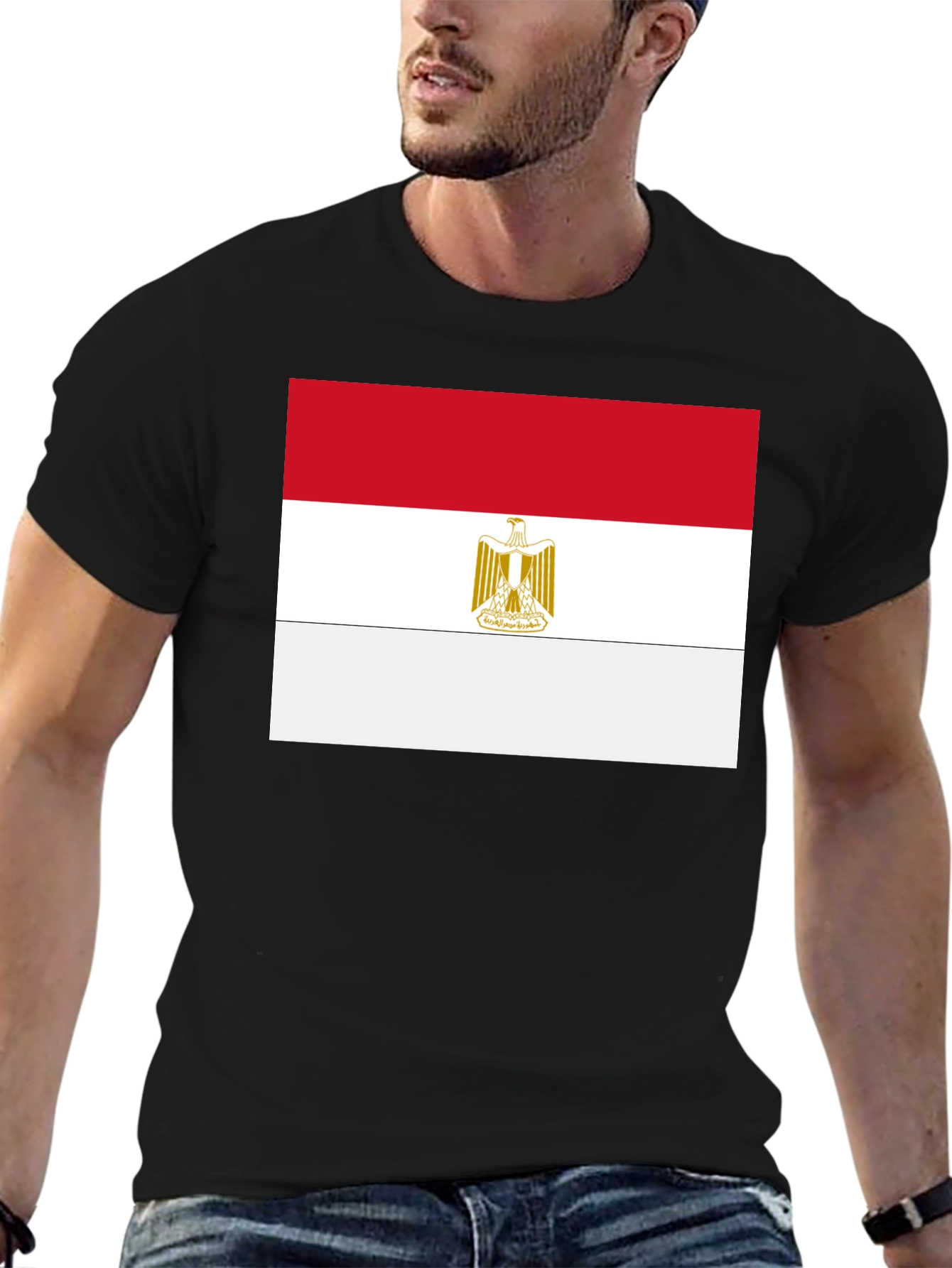 Egypt Flag T-Shirt - Black Cotton Tee