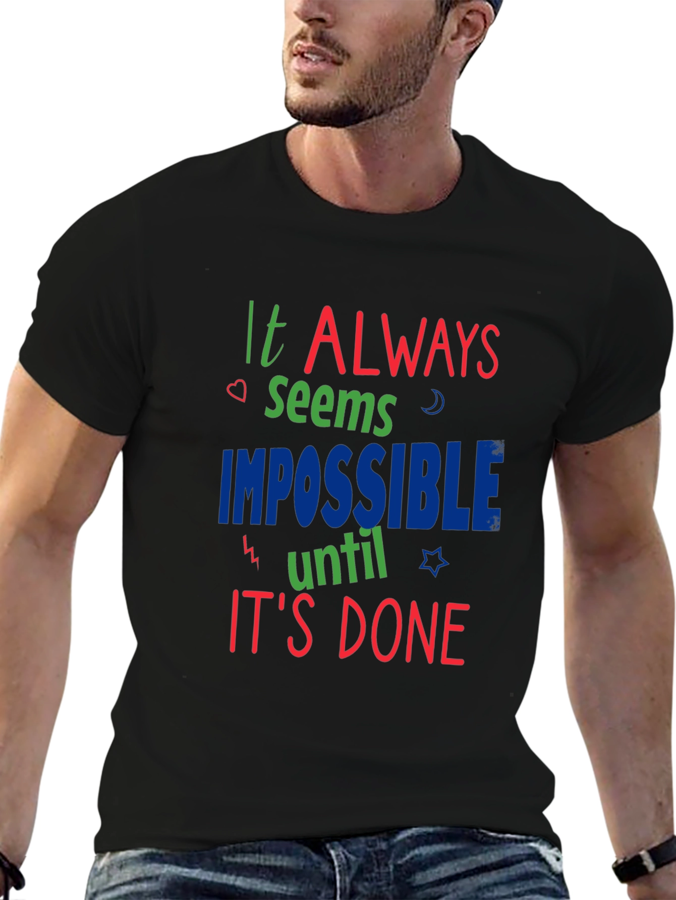 Inspirational Graphic Print Crewneck T-Shirt