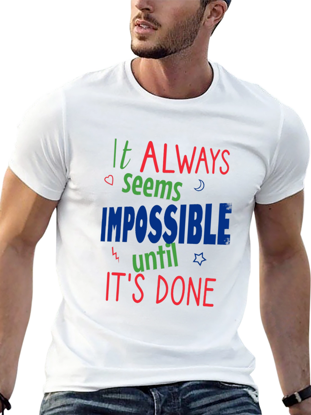 Inspirational Graphic Print Crewneck T-Shirt