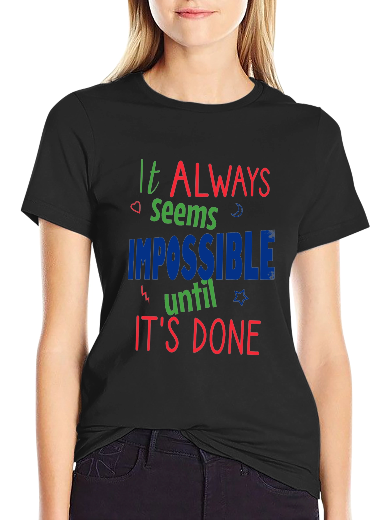 Inspirational Graphic Print Crewneck T-Shirt