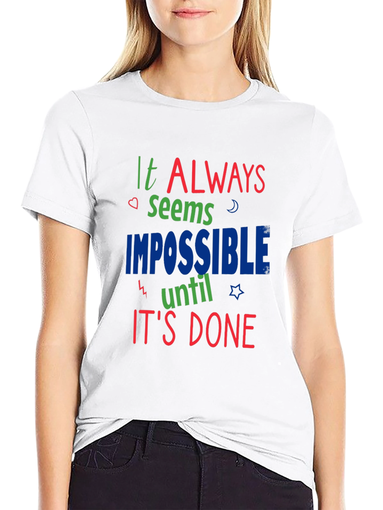 Inspirational Graphic Print Crewneck T-Shirt