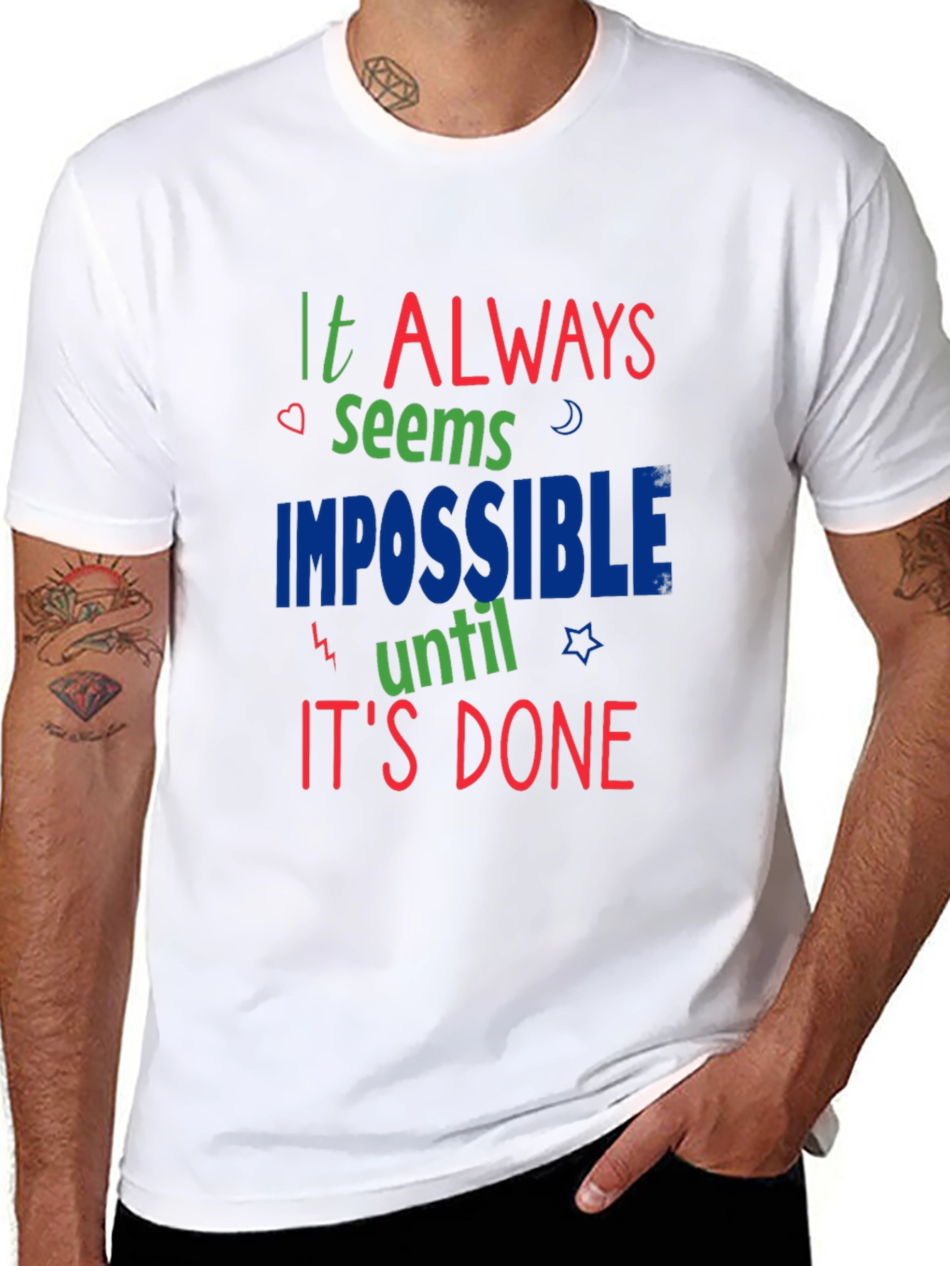Inspirational Graphic Print Crewneck T-Shirt