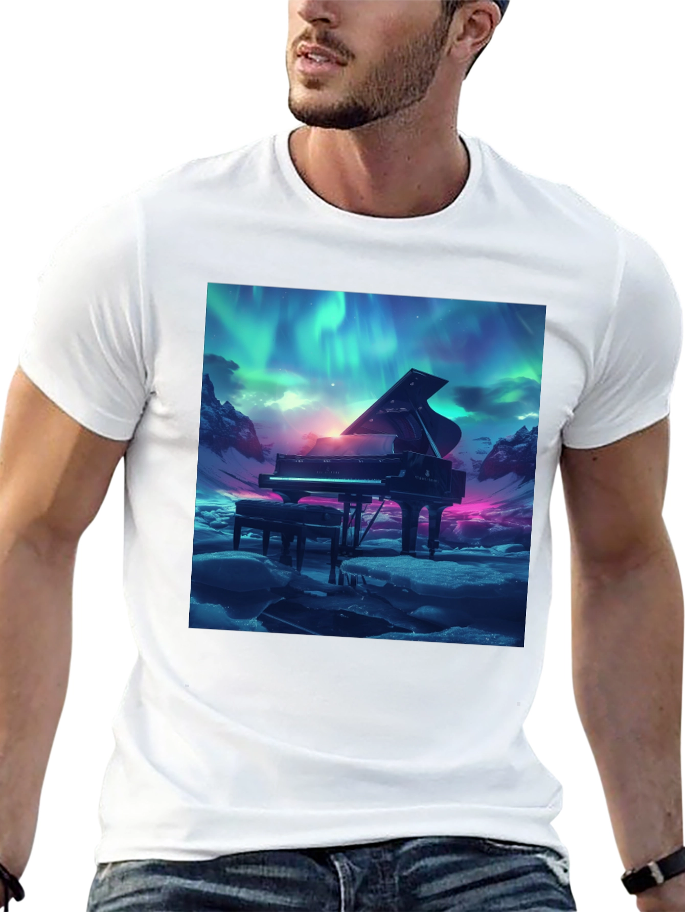 Grand Piano Aurora T-Shirt - Music Lover Tee