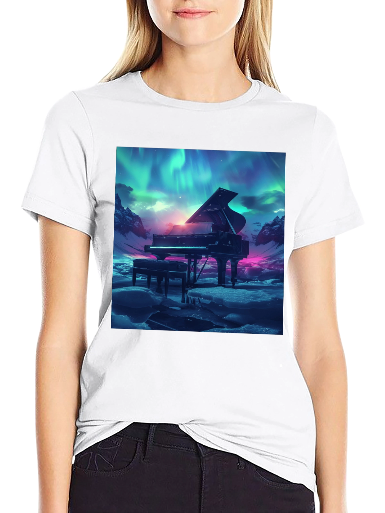 Grand Piano Aurora T-Shirt - Music Lover Tee