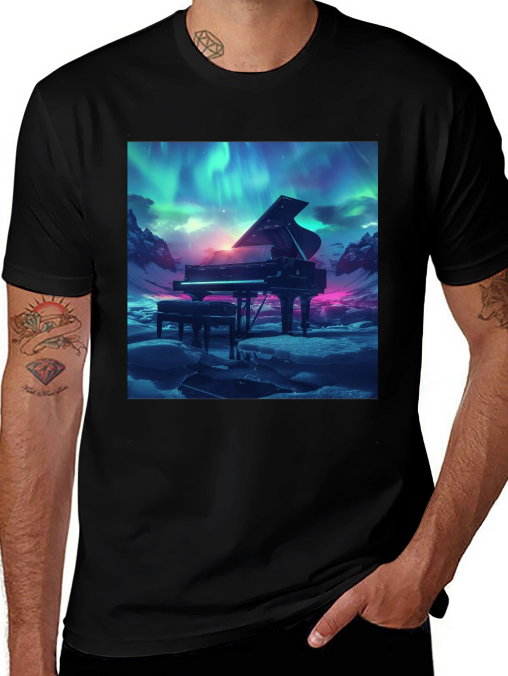 Grand Piano Aurora T-Shirt - Music Lover Tee