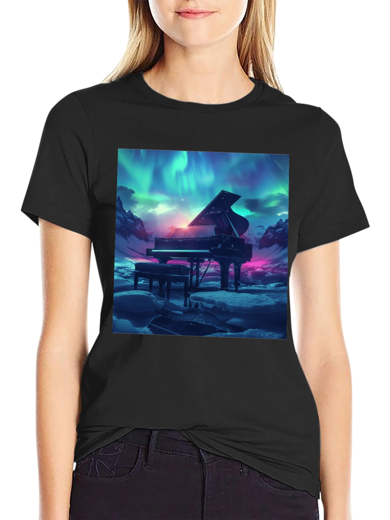 Grand Piano Aurora T-Shirt - Music Lover Tee