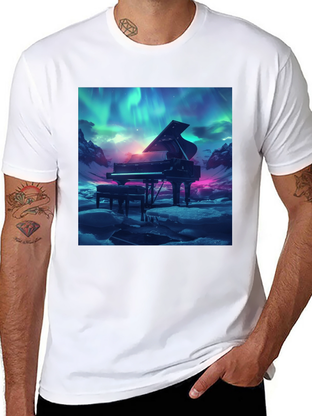 Grand Piano Aurora T-Shirt - Music Lover Tee