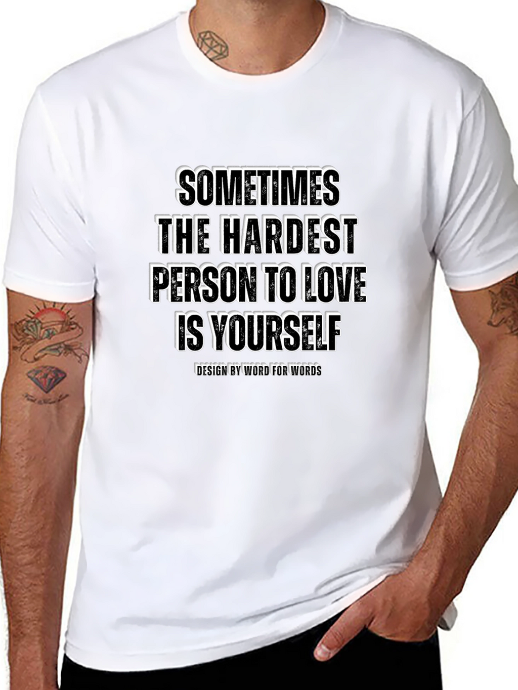 Inspirational Graphic Tee: Hardest Person to Love