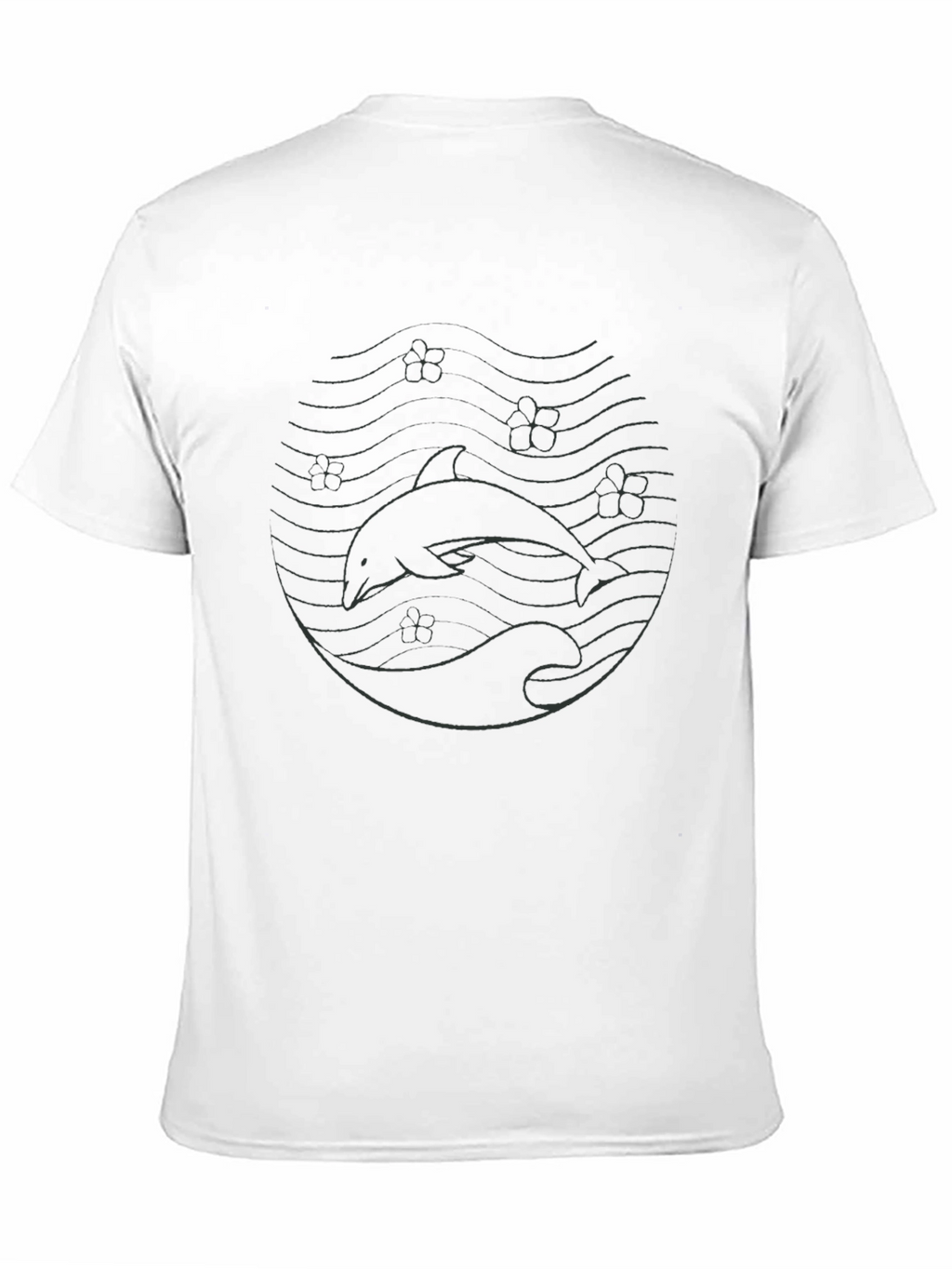Dolphin Wave Graphic Tee - Casual Black T-Shirt