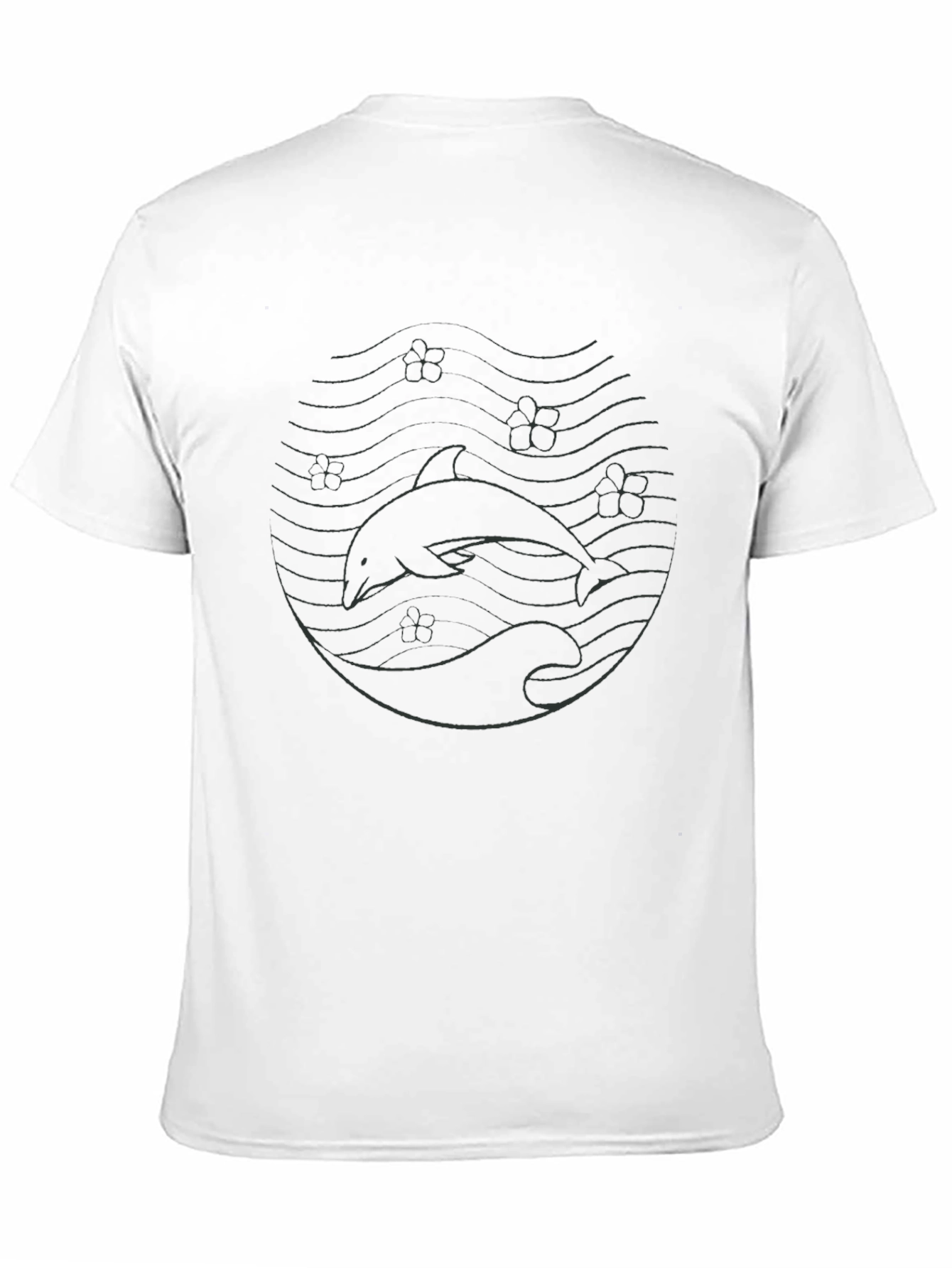 Dolphin Wave Graphic Tee - Casual Black T-Shirt
