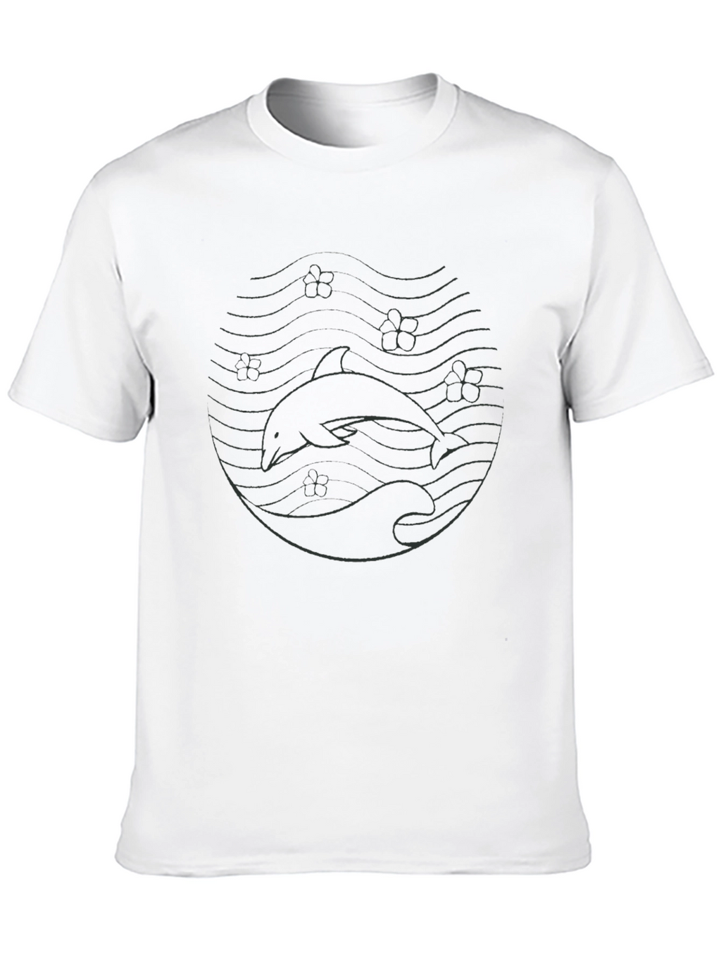 Dolphin Wave Graphic Tee - Casual Black T-Shirt