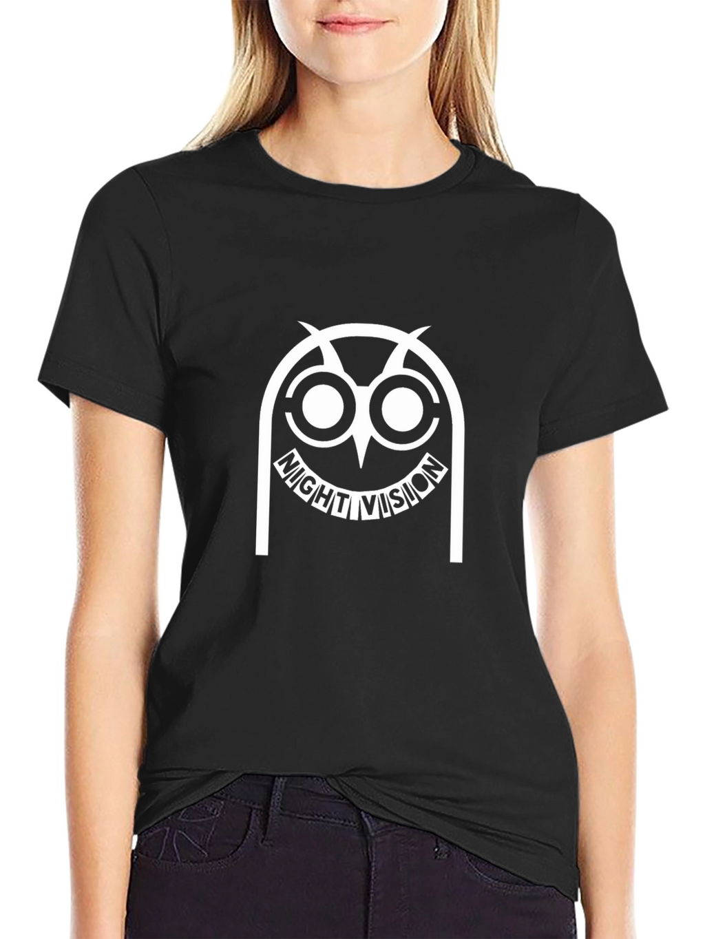 Night Vision Owl Graphic T-Shirt - Black