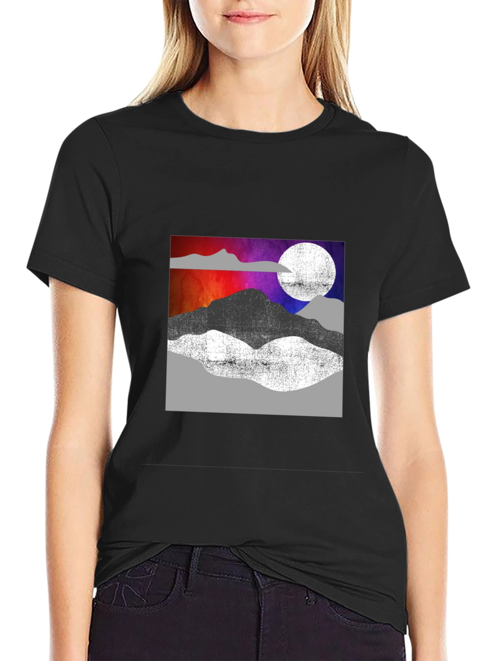 Abstract Mountain Scene Graphic T-Shirt