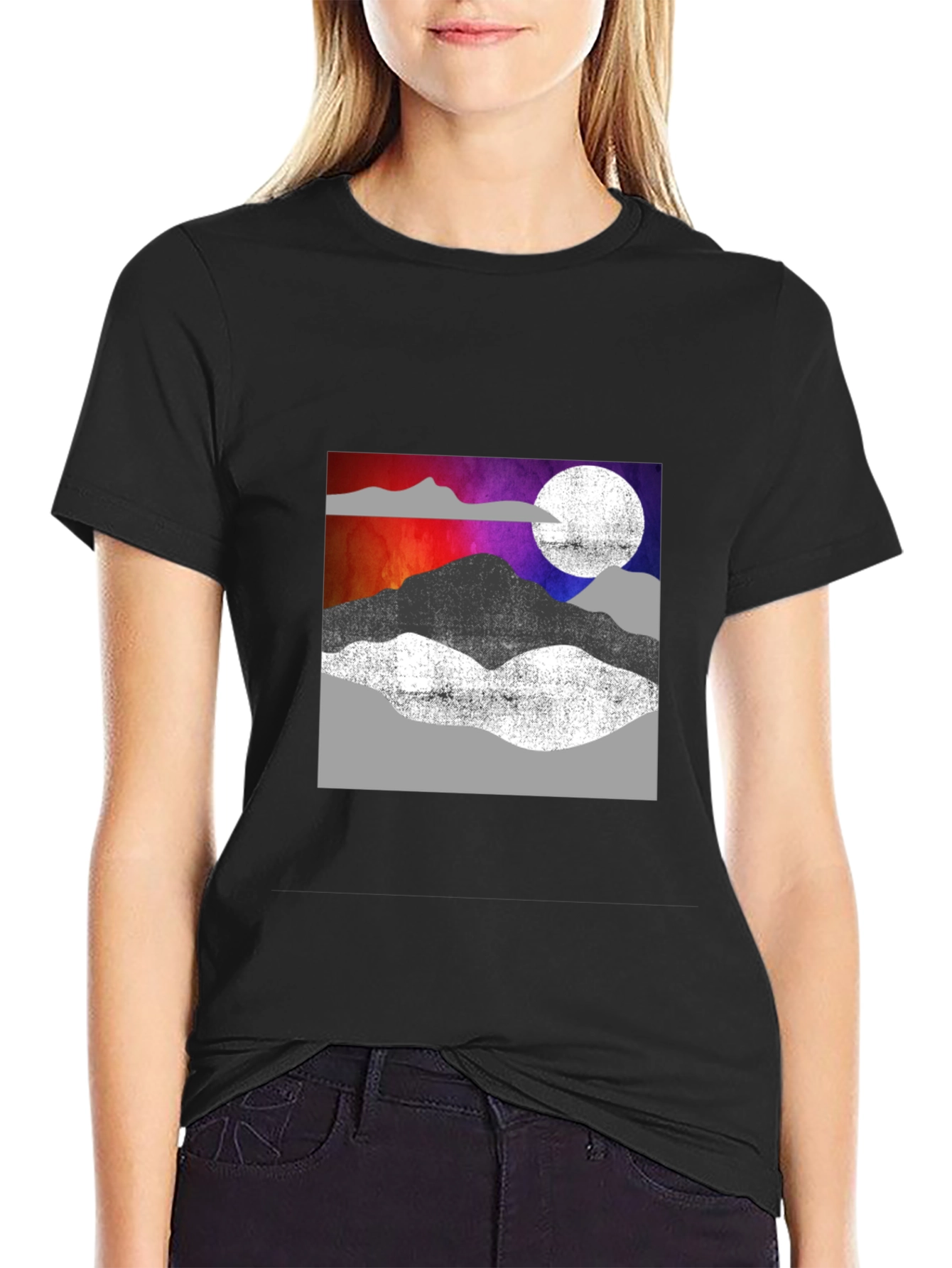 Abstract Mountain Scene Graphic T-Shirt