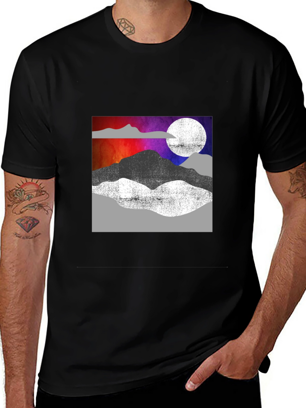Abstract Mountain Scene Graphic T-Shirt