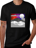 Abstract Mountain Scene Graphic T-Shirt