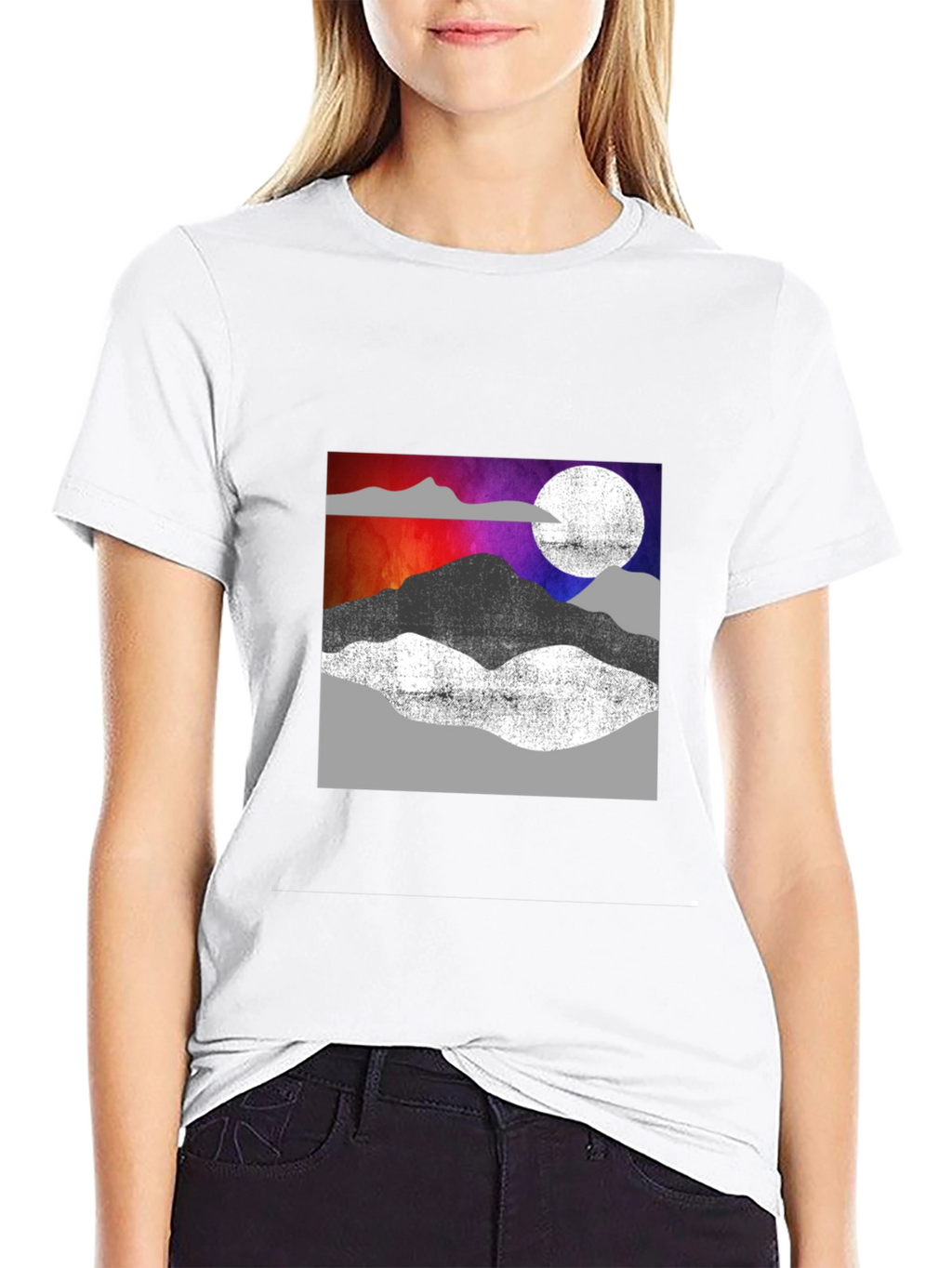 Abstract Mountain Scene Graphic T-Shirt