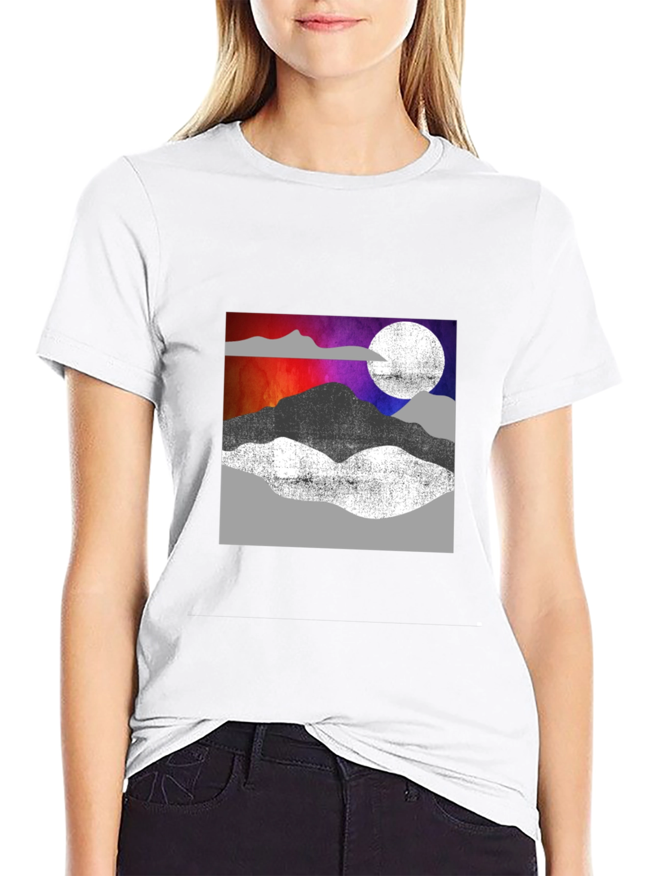 Abstract Mountain Scene Graphic T-Shirt