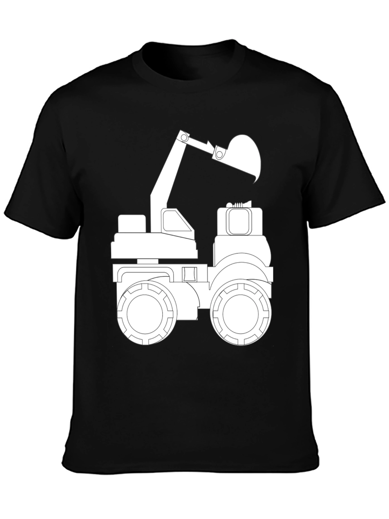 Black T-Shirt with Excavator Graphic