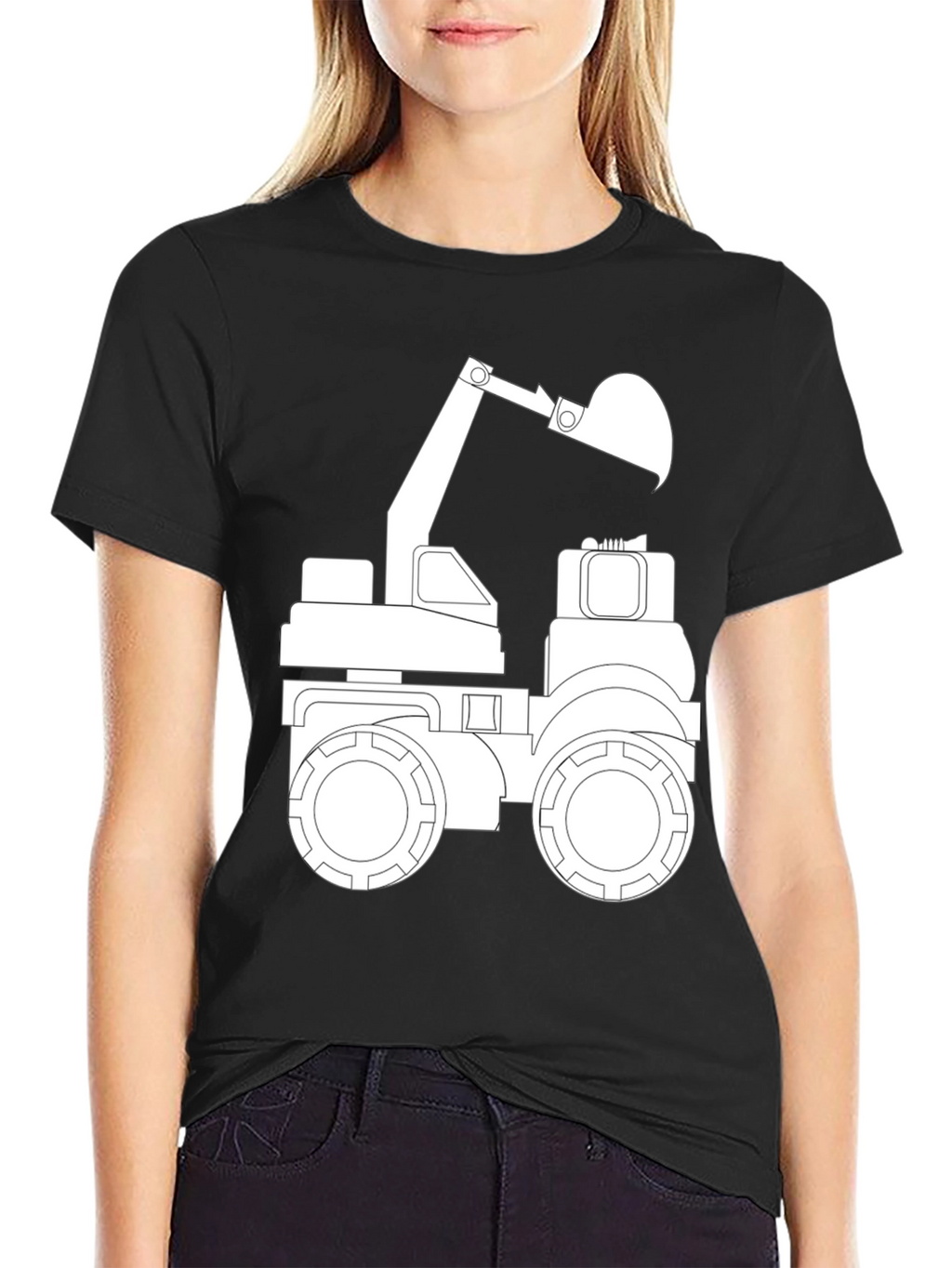 Black T-Shirt with Excavator Graphic