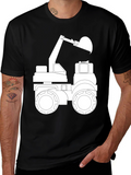 Black T-Shirt with Excavator Graphic