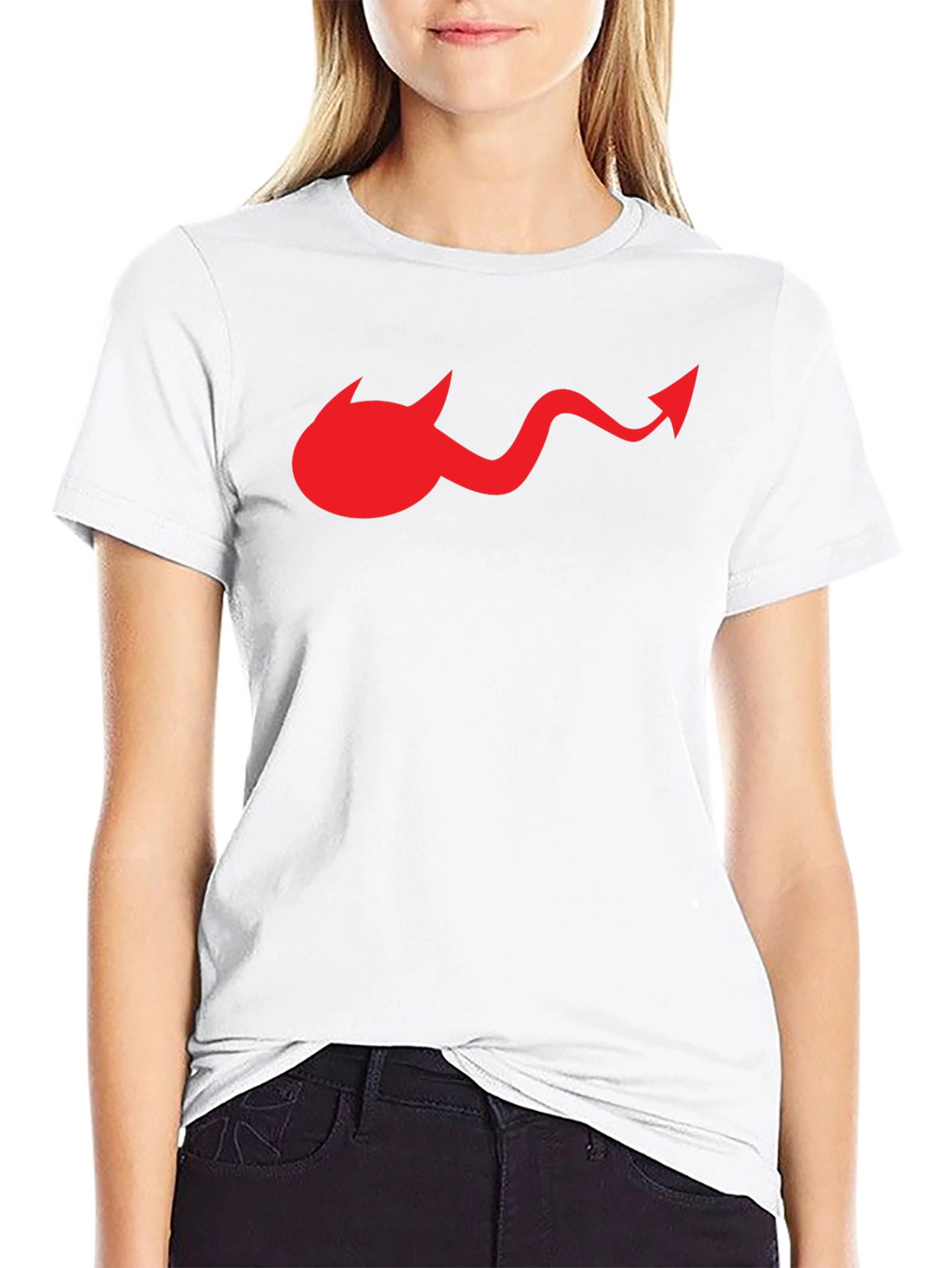 Devil Tail Graphic Tee - Black Cotton T-Shirt