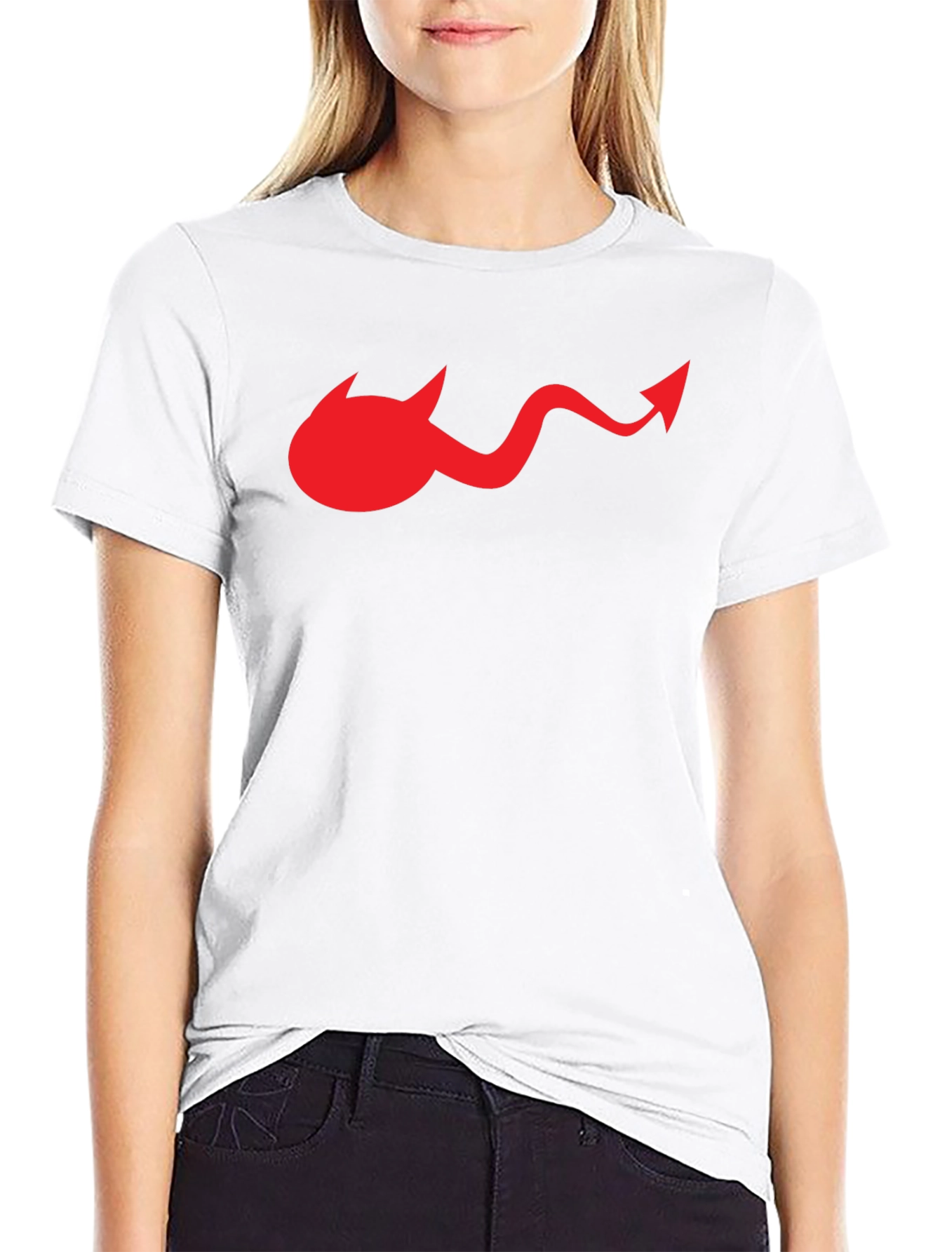 Devil Tail Graphic Tee - Black Cotton T-Shirt