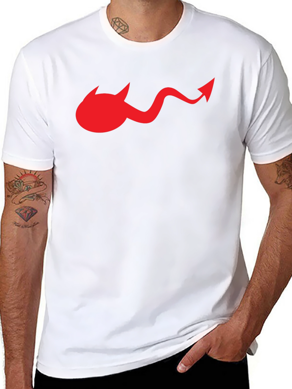 Devil Tail Graphic Tee - Black Cotton T-Shirt