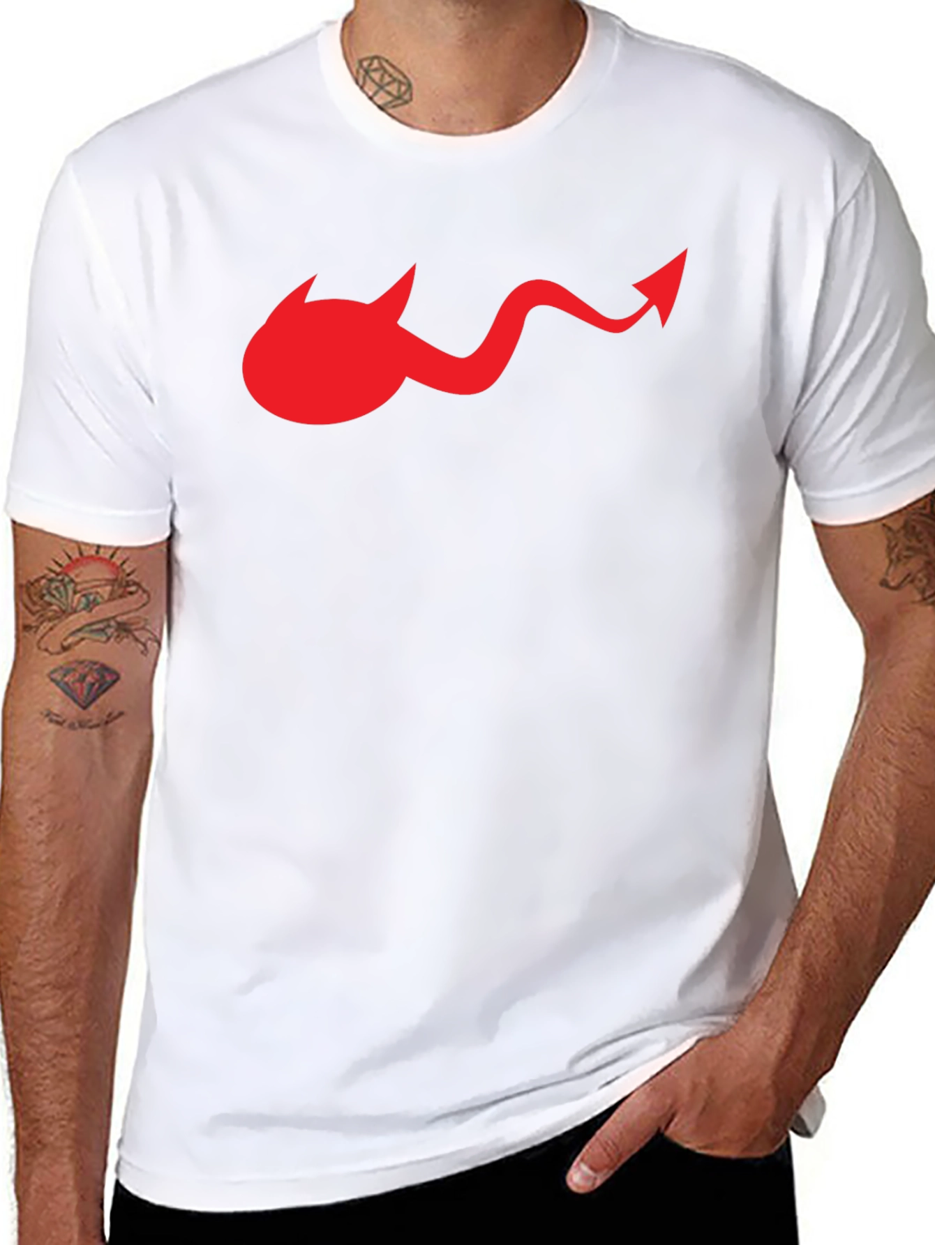 Devil Tail Graphic Tee - Black Cotton T-Shirt