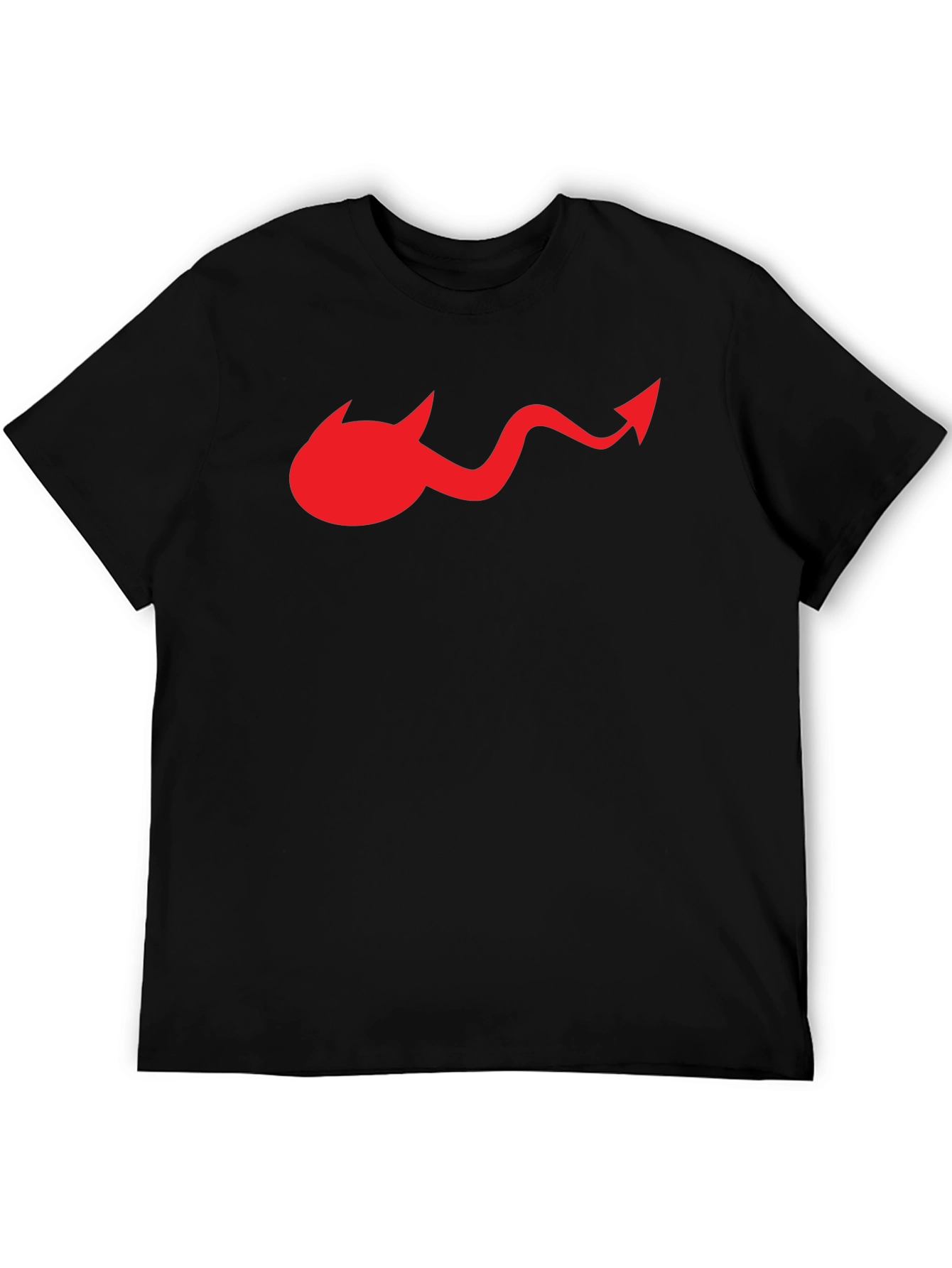 Devil Tail Graphic Tee - Black Cotton T-Shirt