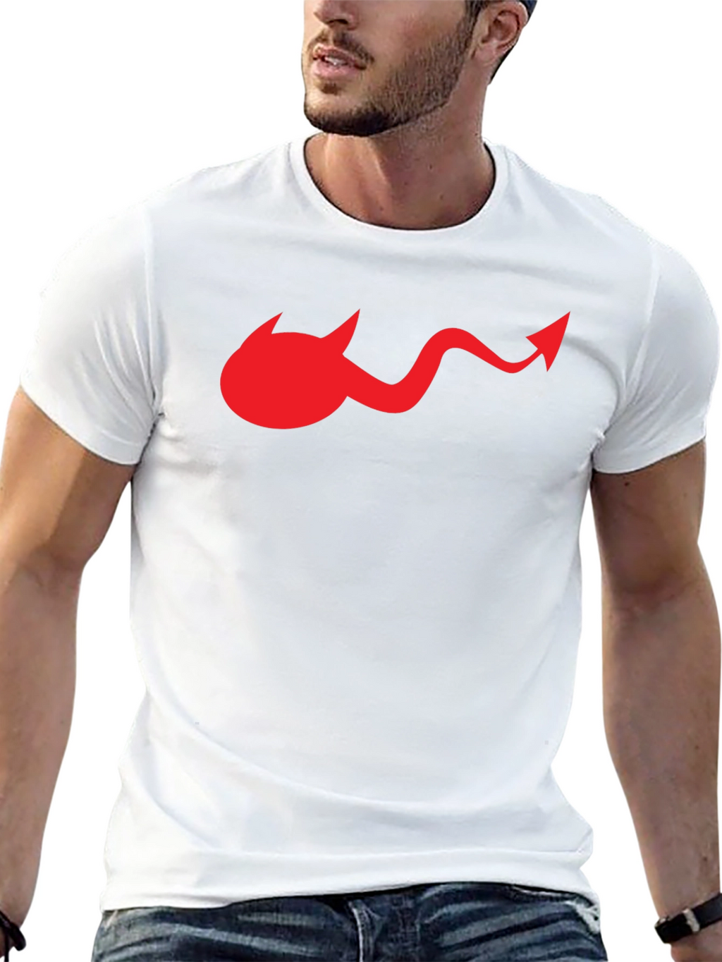 Devil Tail Graphic Tee - Black Cotton T-Shirt