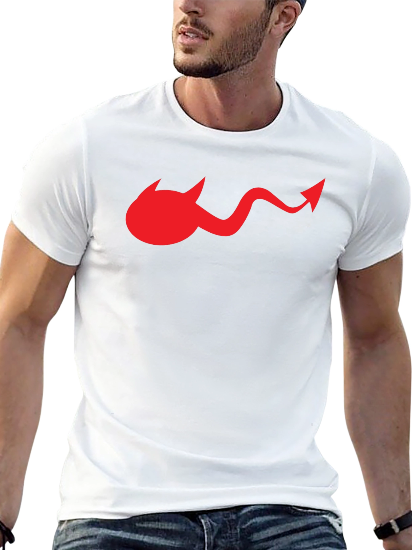 Devil Tail Graphic Tee - Black Cotton T-Shirt
