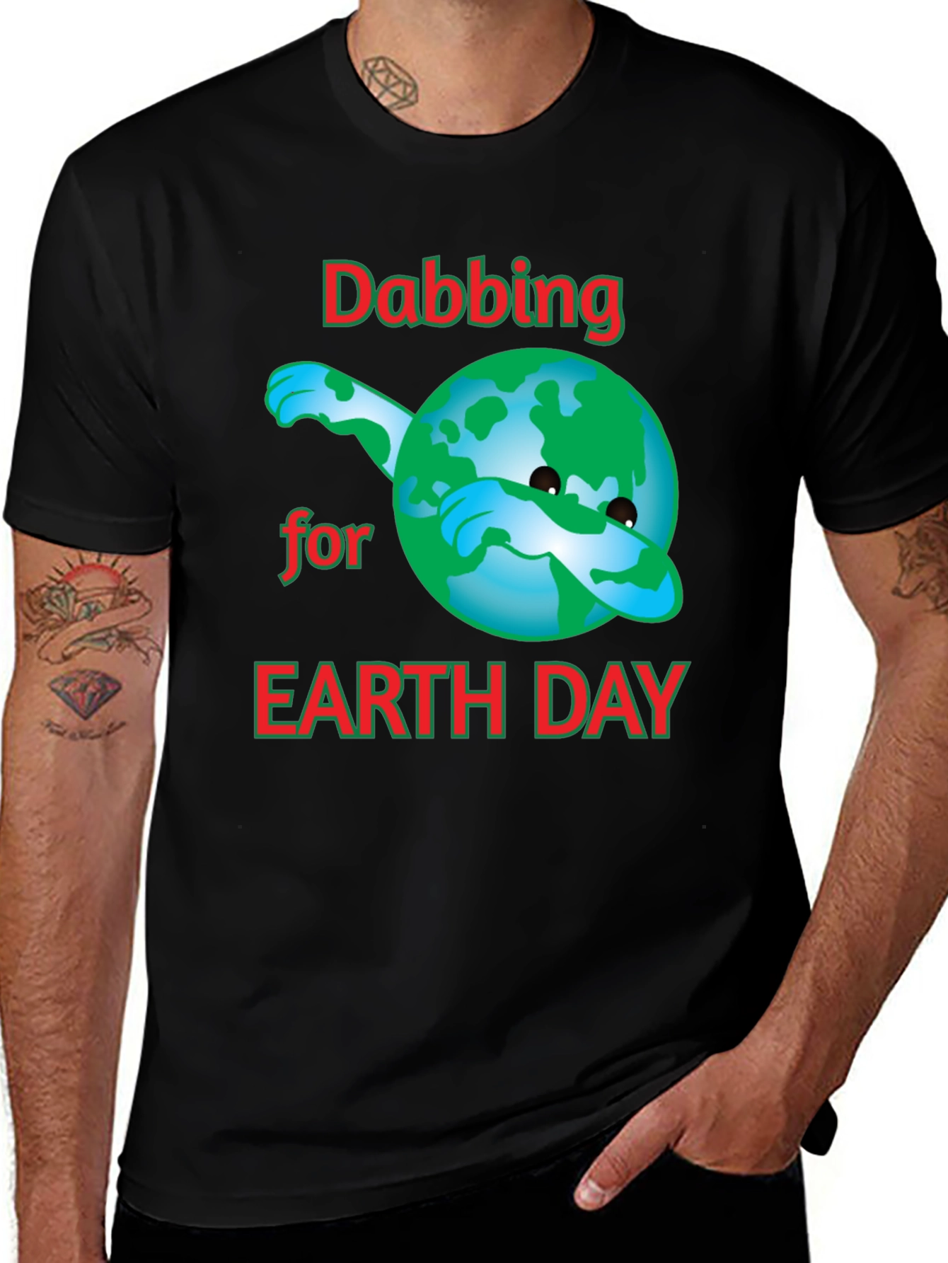 Dabbing Earth Day T-Shirt - Black Cotton Tee