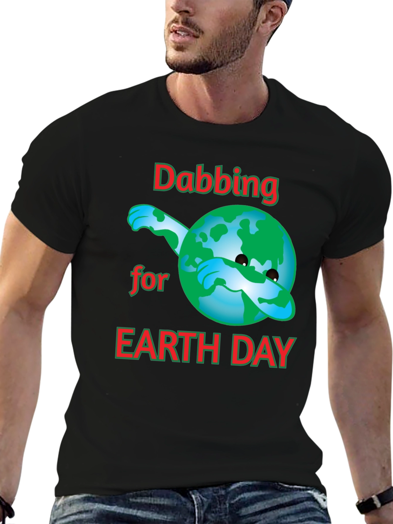 Dabbing Earth Day T-Shirt - Black Cotton Tee