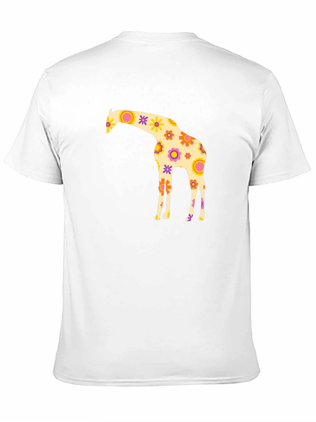 Floral Giraffe Graphic Tee - Black Cotton T-Shirt