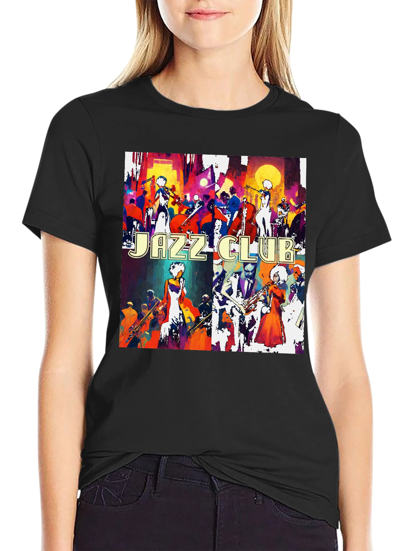Jazz Club Tee - Artistic Graphic Print T-Shirt
