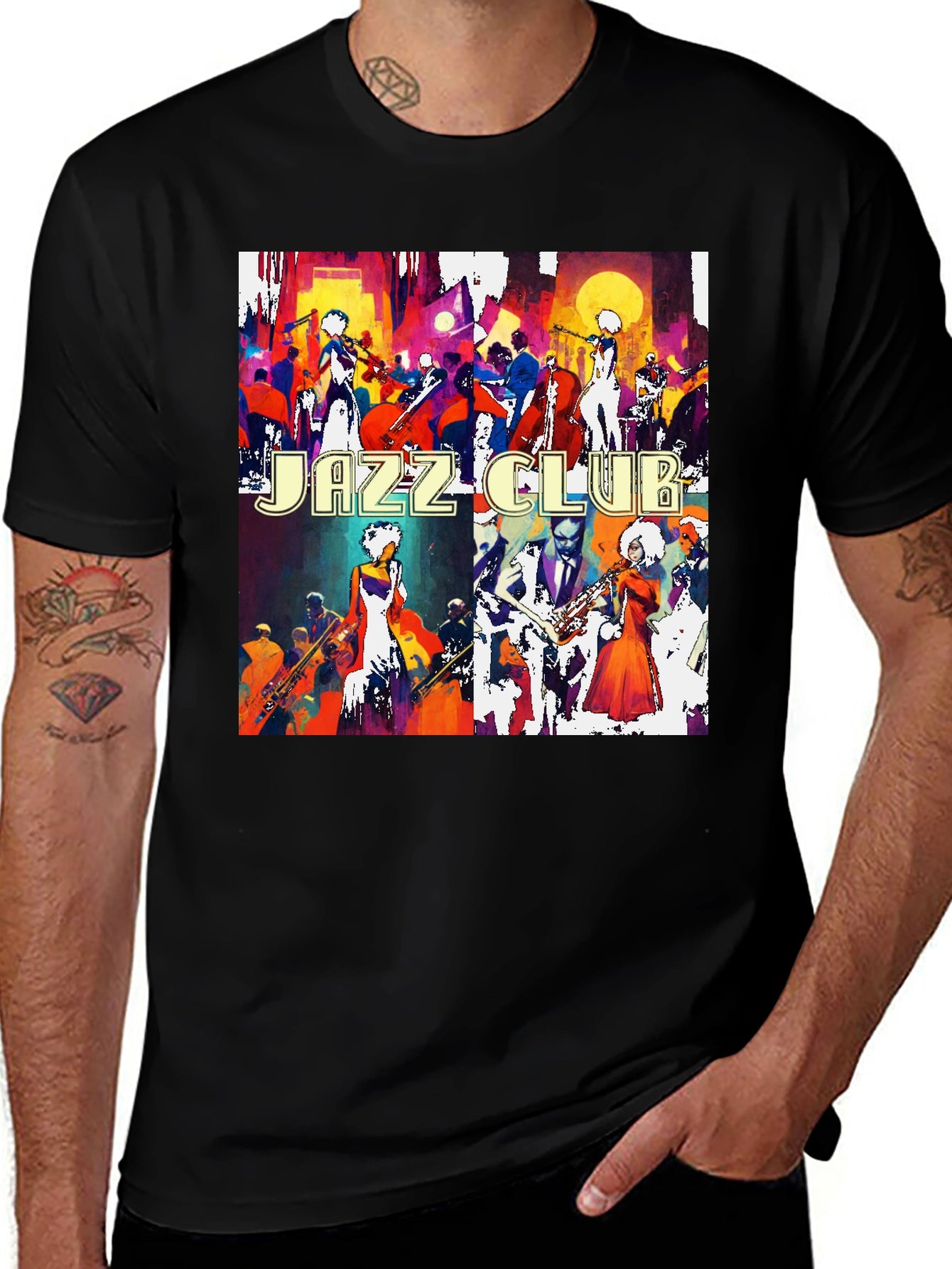 Jazz Club Tee - Artistic Graphic Print T-Shirt