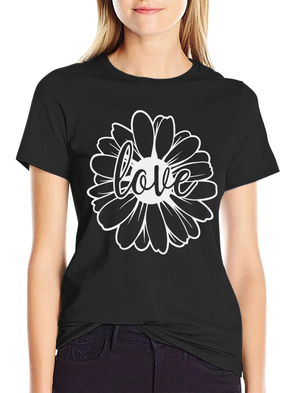 Love Daisy Graphic Black Tee