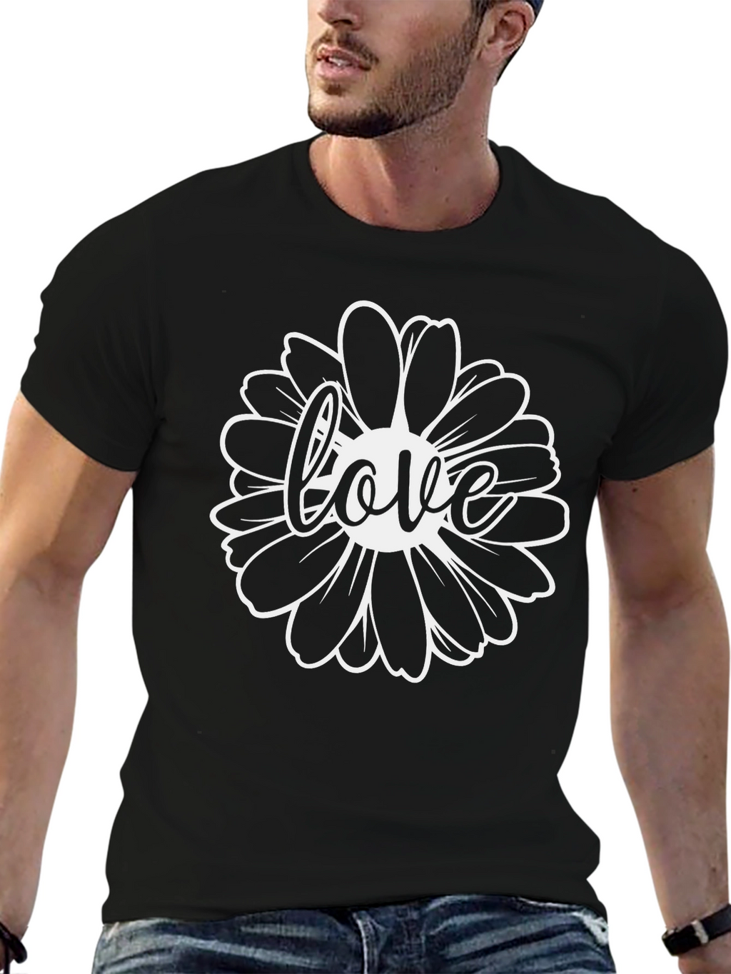 Love Daisy Graphic Black Tee