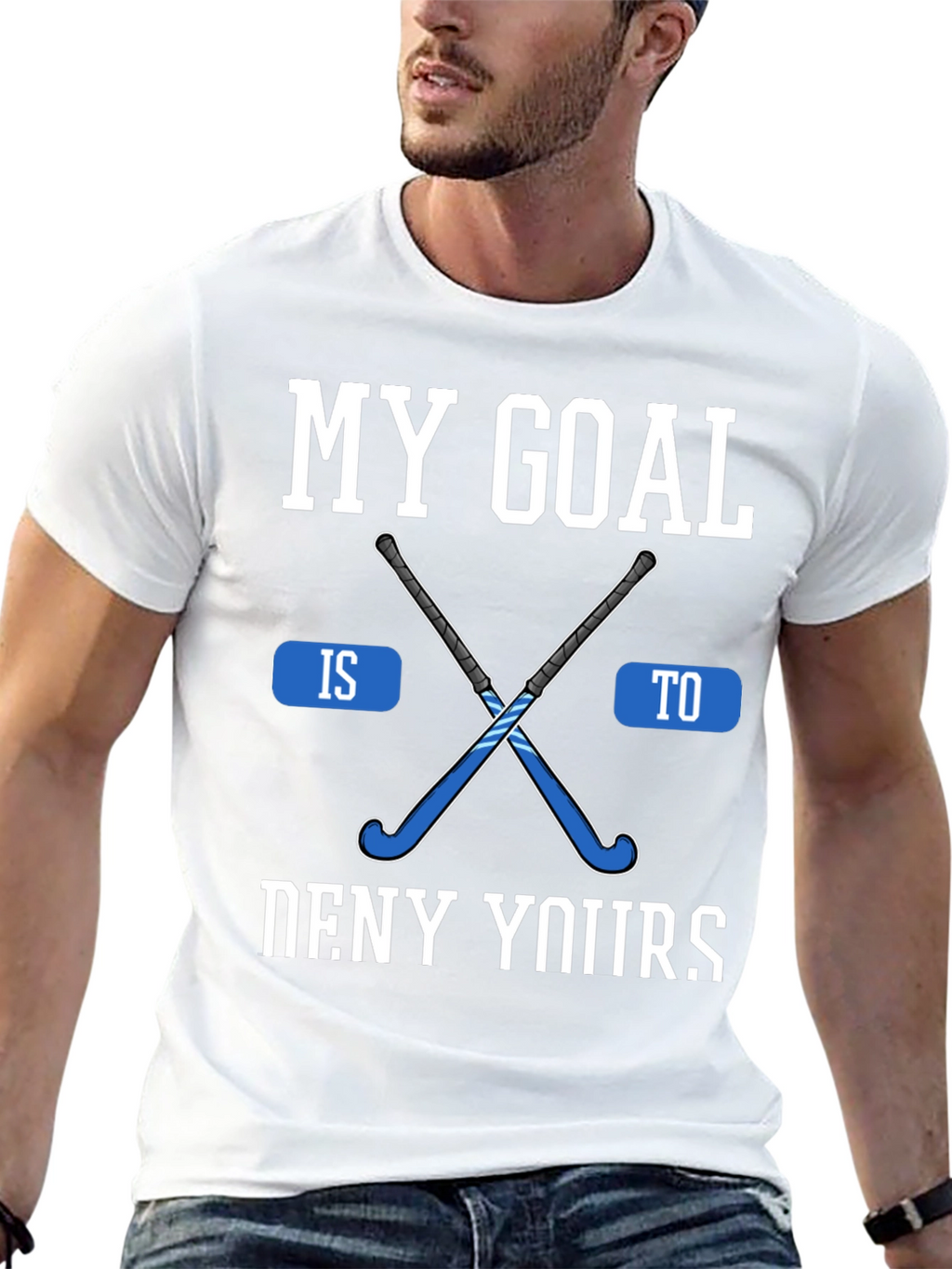 Hockey Goal Graphic Tee - Black Cotton