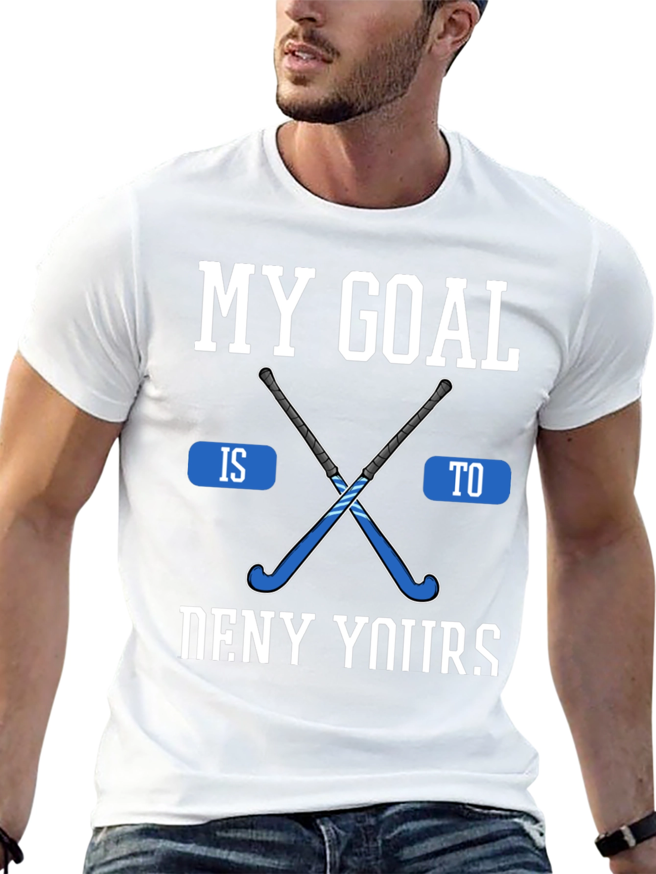 Hockey Goal Graphic Tee - Black Cotton