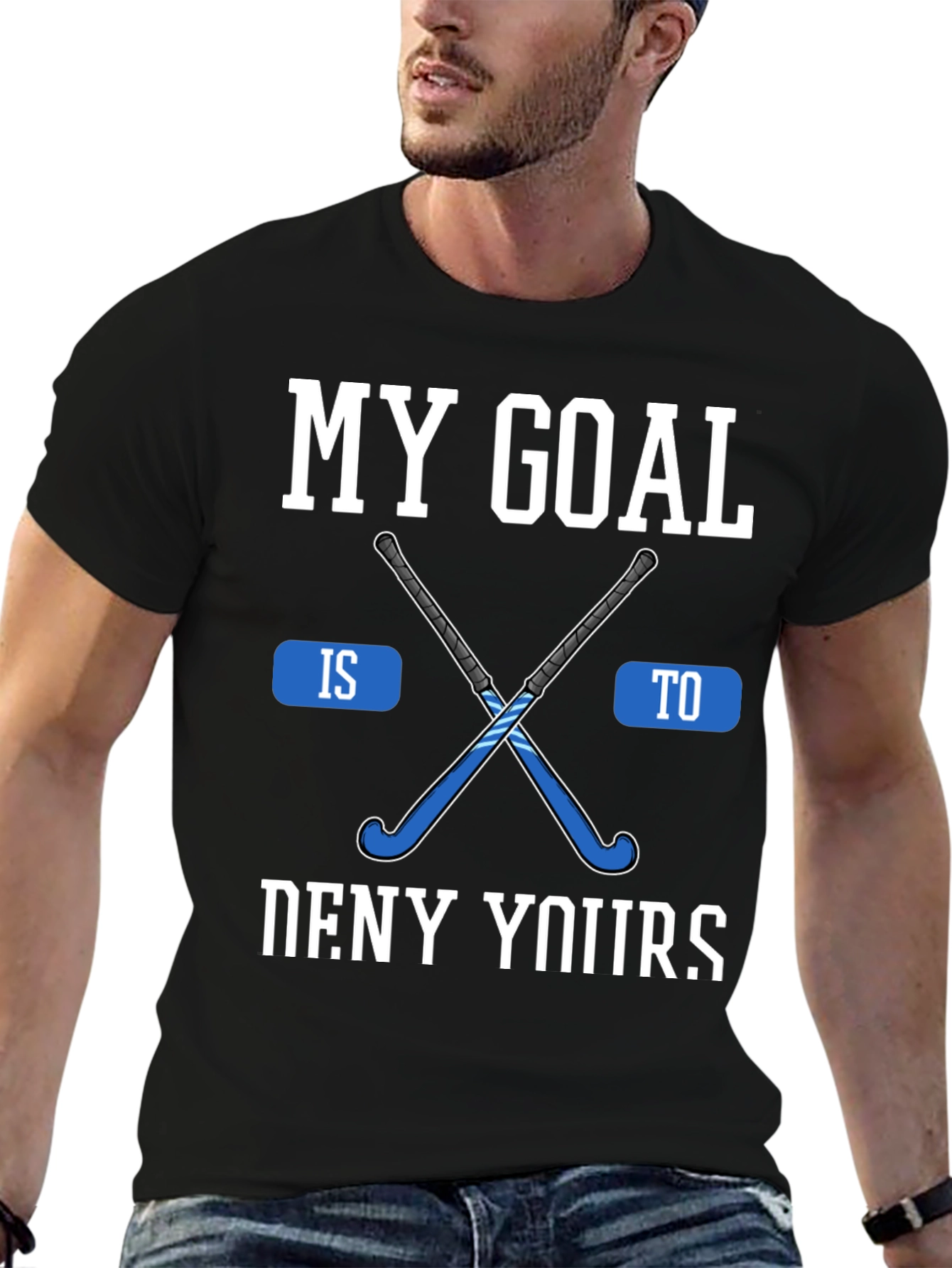 Hockey Goal Graphic Tee - Black Cotton