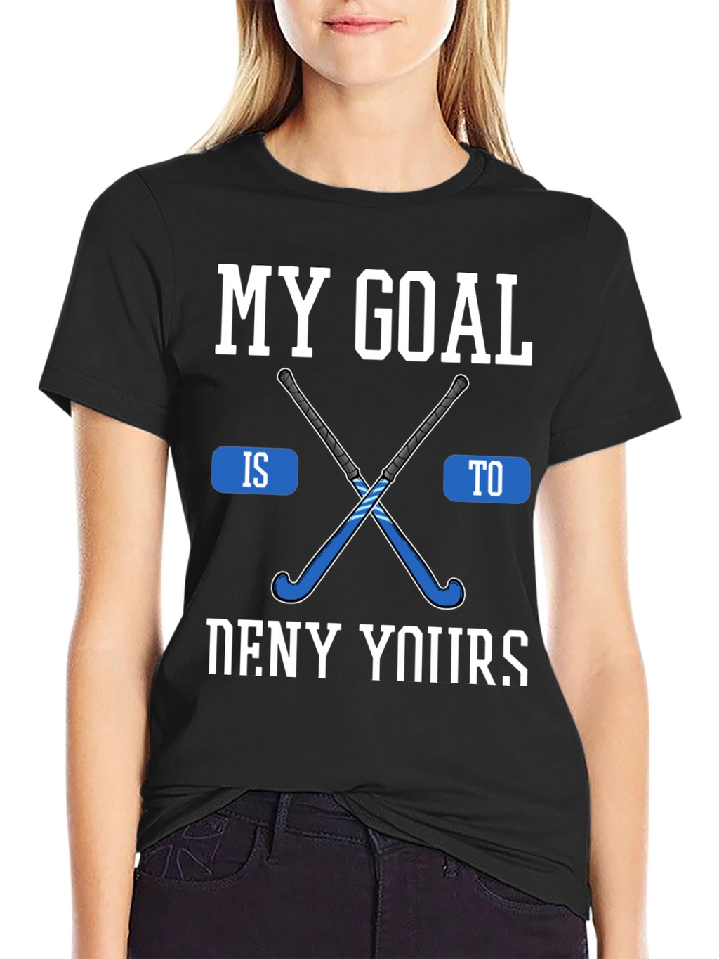 Hockey Goal Graphic Tee - Black Cotton