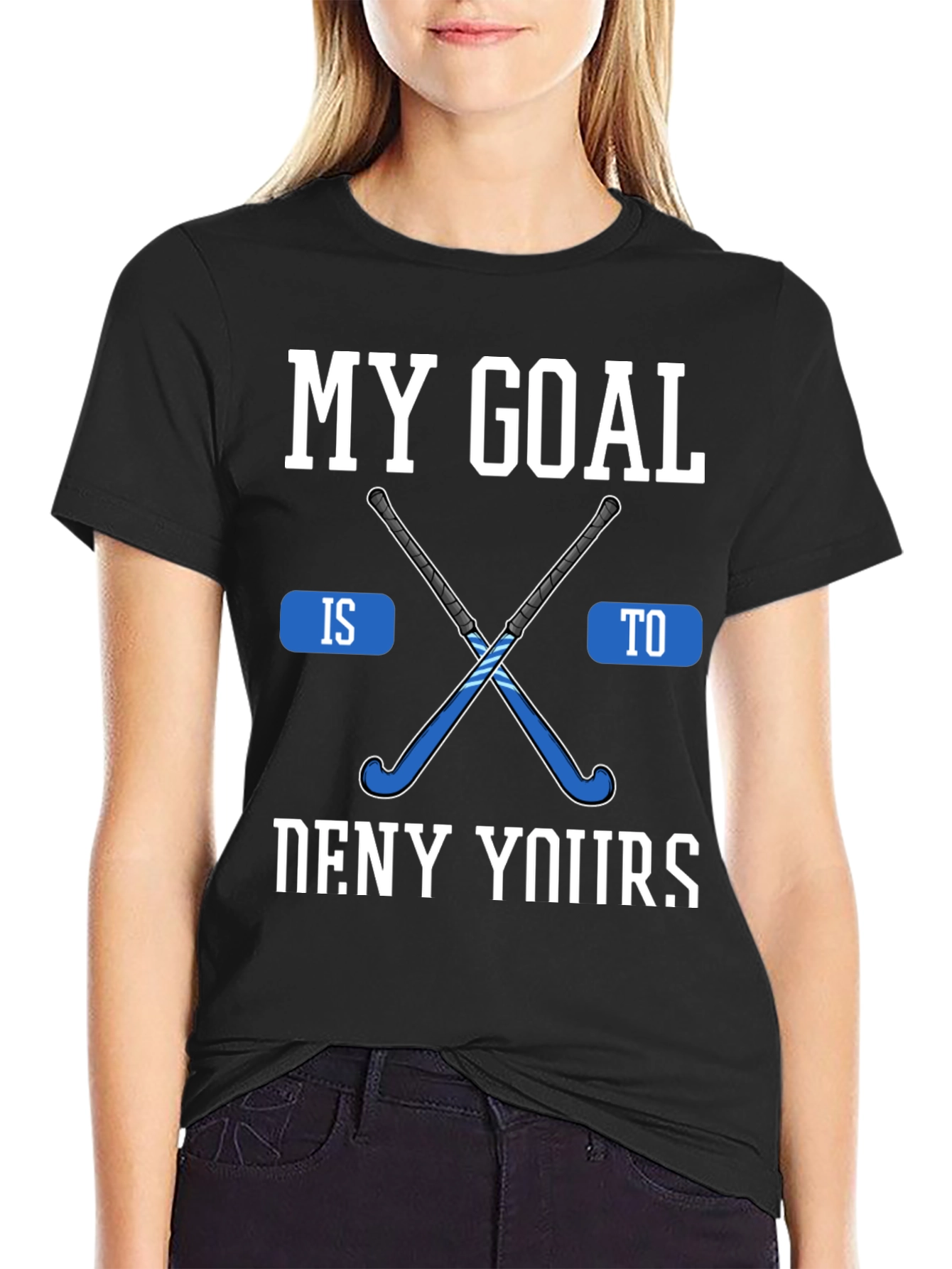 Hockey Goal Graphic Tee - Black Cotton