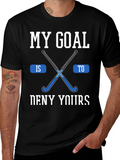 Hockey Goal Graphic Tee - Black Cotton