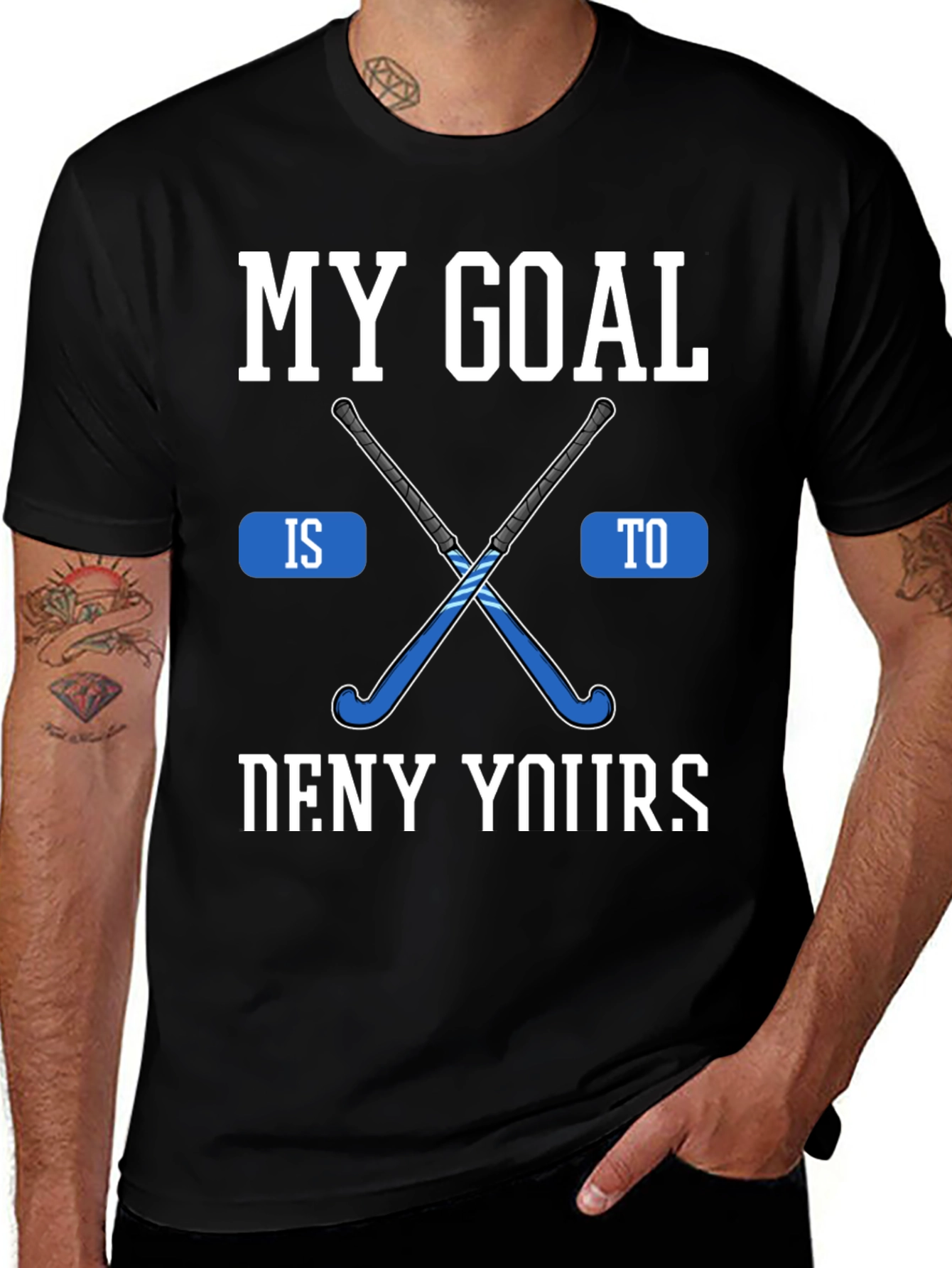 Hockey Goal Graphic Tee - Black Cotton
